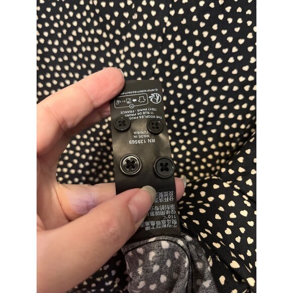 The Kooples Black Mini Hearts Print Button-Up Shirt XXL Viscose Long Sleeve - Picture 5 of 5